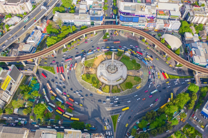 泰国曼谷市中心环形路空中景象图片
