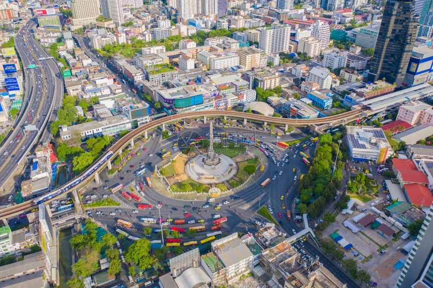 泰国曼谷市中心天线环形路空中全景图片