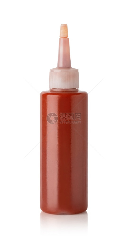 白色背景上隔离的番茄酱瓶子图片