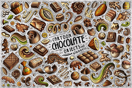 巧克力主题项目对象和符号巧克力主题项目对象和符号的矢量对象和符号图片