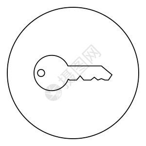 黑色圆圈钥匙卡通矢量设计元素图片
