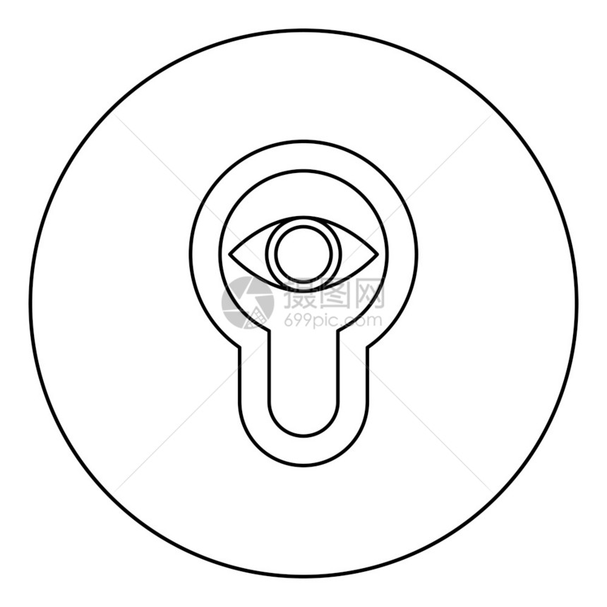 黑色圆圈钥匙孔卡通矢量设计元素图片