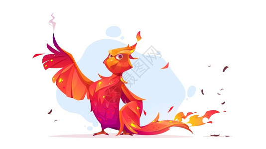 火的翅膀素材卡通人物火鸟插画
