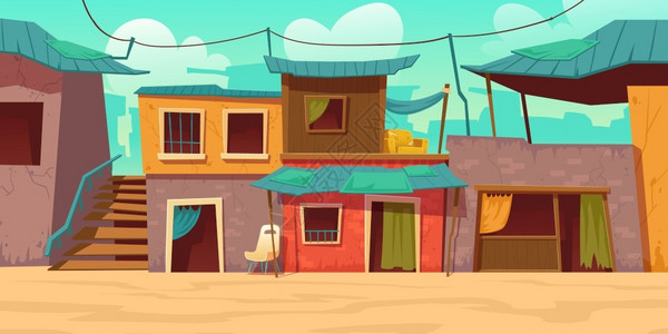 巴西贫民窟贫穷的肮脏房屋插画
