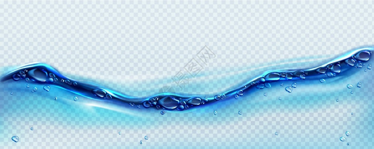 蓝色液体带气泡的水面插画