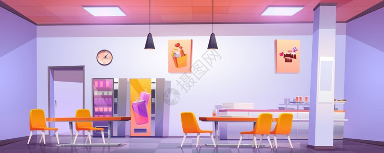 现代餐厅壁画办公室食堂插画