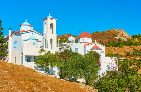 蜜腺希腊Aegina岛圣凯瑟琳修道院希腊风景背景