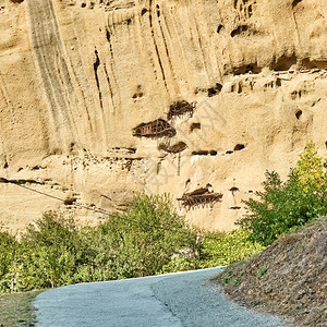 圣晶石素材希腊Kastraki村Meteora的圣格雷戈里和安东尼牧羊人通往希腊Kastraki村SantsGregory和Anthony背景