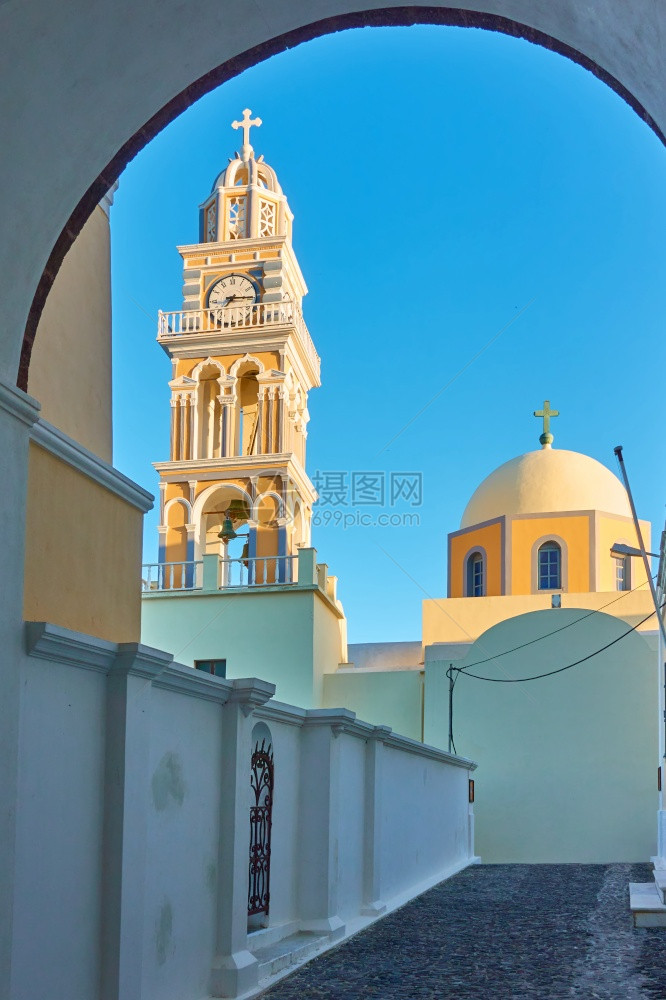 希腊圣托里尼岛Tira镇圣约翰浸信会教堂圣约翰图片