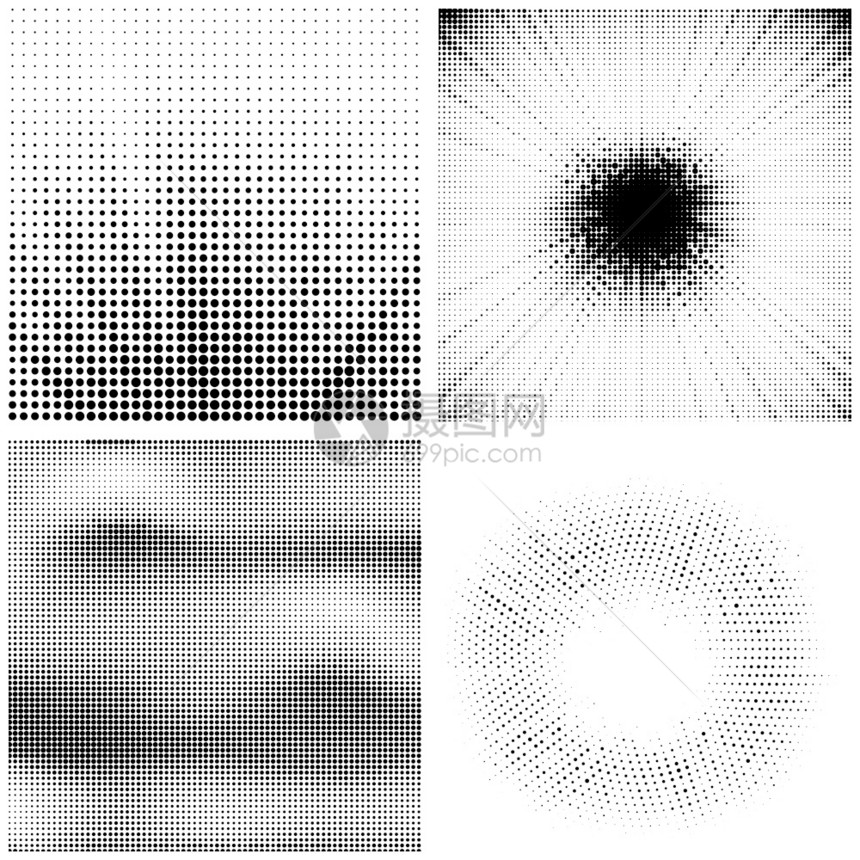 半调模式白背景上的多点纹理集重叠的Grunge模板困苦的线设计淡化单色点流行的艺术回放白背景上的多点纹理集图片