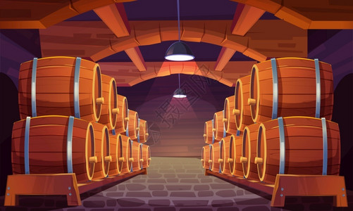 酒庄设计地下室酒窖卡通矢量插画插画