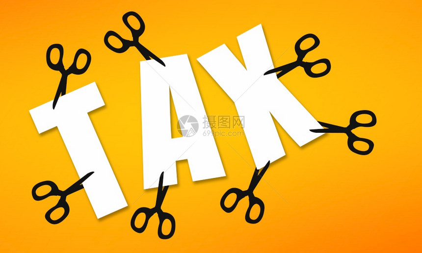 3D剪切字词税的商业金融概念图片