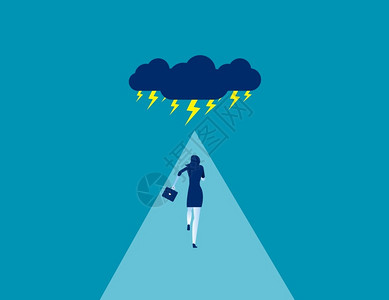 商业女人面临风暴业媒介概念说明风暴云挑战险图片