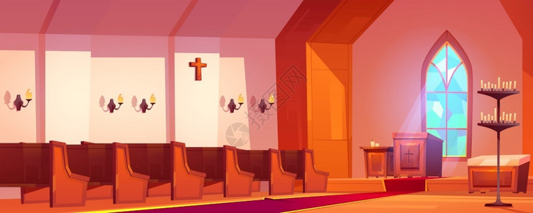 教堂十字架天主教堂插画