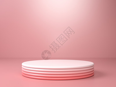 粉红色梯度圆形产品展示台图片