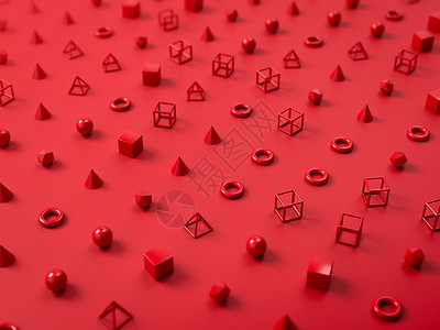 红色几何形状红色纸背景上以几何形状制成的红色图案摘要场景3d说明红色纸背景上以几何形状制成的红色图案摘要场景3D背景
