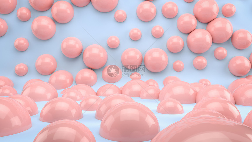 制片厂的粉色泡和球体的抽象场景画面上的粉色泡和球体放置文字或设计时的完美图像用于化妆品食饮料娱乐和时装3d转换粉色泡和球体的抽象图片