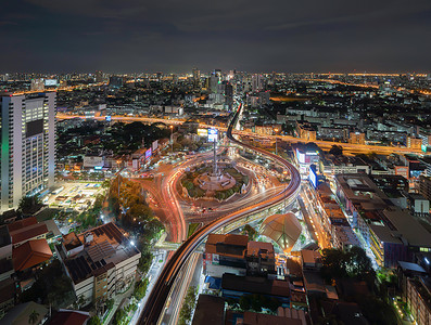 曼谷胜利纪念碑的空中景象背景图片