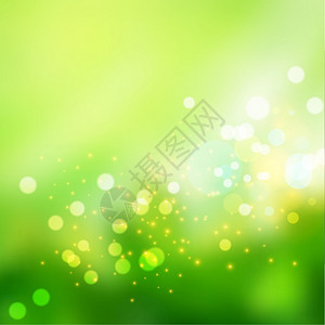 新鲜绿色梯度背景的Bokeh灯光效果矢量格式图片
