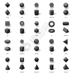 黑色3D基本几何形状图集图片
