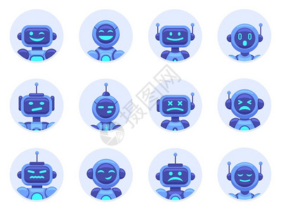 蓝色机器人背景聊天机器人插画
