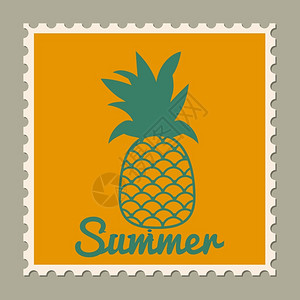 孤立的菠萝邮票夏季度假菠萝补翻新设计补年孤立的矢量插图插画