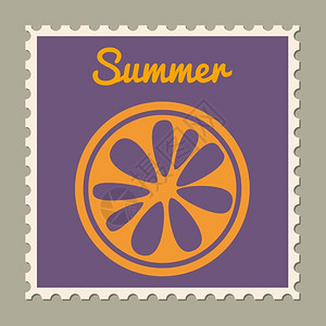 邮票夏季假日橙色变迁古年设计暑假变迁年设计矢量插图孤立背景图片