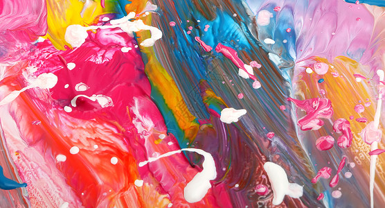 抽象的丙烯和水彩色涂画饱和的彩色水平纹理背景背景图片