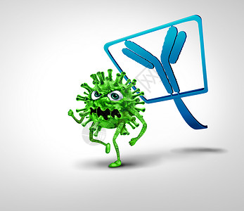 杀死病毒疫苗概念和疾病控制及感染疫苗接种或流感和冠状控制如作为抗体的苍蝇粉碎而成与3D的传染病原体细胞抗争背景