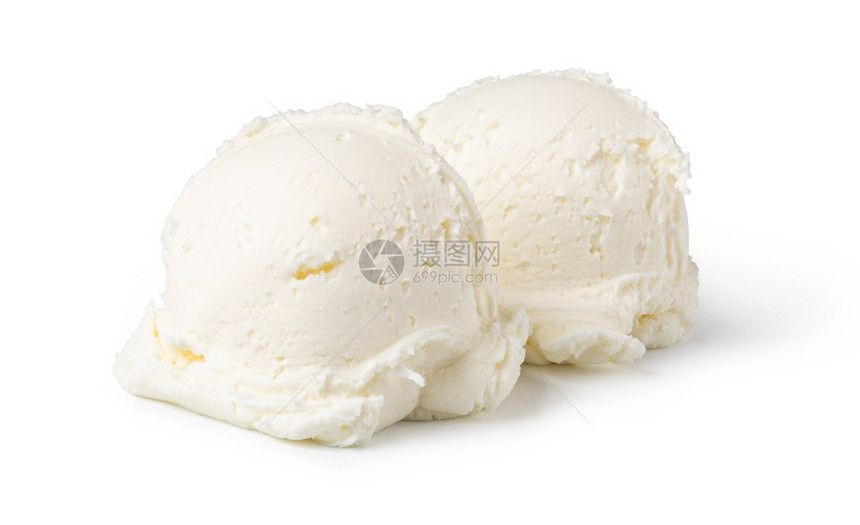 白色背景的香草冰淇淋图片