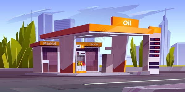 城镇公路汽车石油泵市场和价格展示背景图片