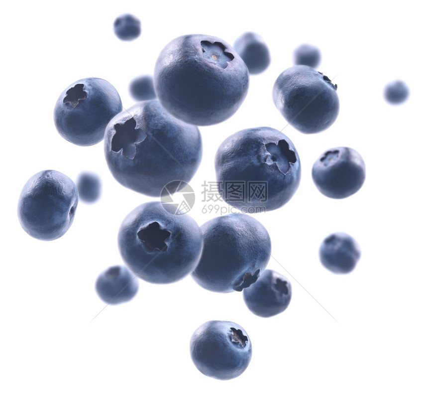 白色背景的Ripe蓝莓悬浮在白色背景的Ripe图片