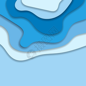 摘要蓝色3D纸张剪切背景摘要波形状矢量格式背景图片