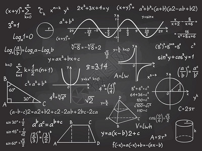 数学公式思考黑板上的数学公式插画