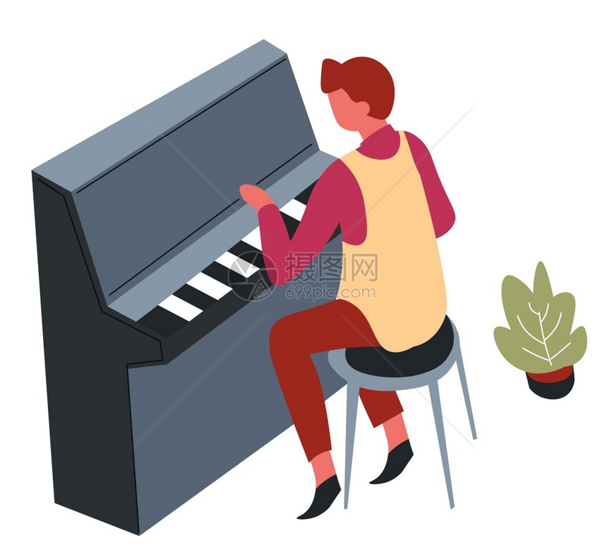 演奏钢琴矢量音乐和器的经典爱好钢琴爱好演奏家音乐和器的现场声响表演或播放键盘和音符或播放歌曲和音符或演奏有才华的歌曲或旋律手孤立图片