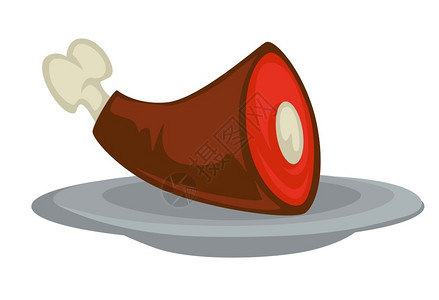 哈蒙中世纪菜皇家盛宴肉在骨头矢量上的皇家盛宴肉孤立的金属板用于做饭烹饪和的杂交肉猎食和烹饪的游戏饮食晚餐课程古代插画