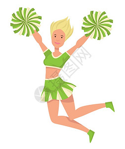 周大生穿制服女孩的啦队长穿制服的女孩跳着孤立格矢量欢呼运动队跳舞和表演魔术支持足球或篮学校大生插画