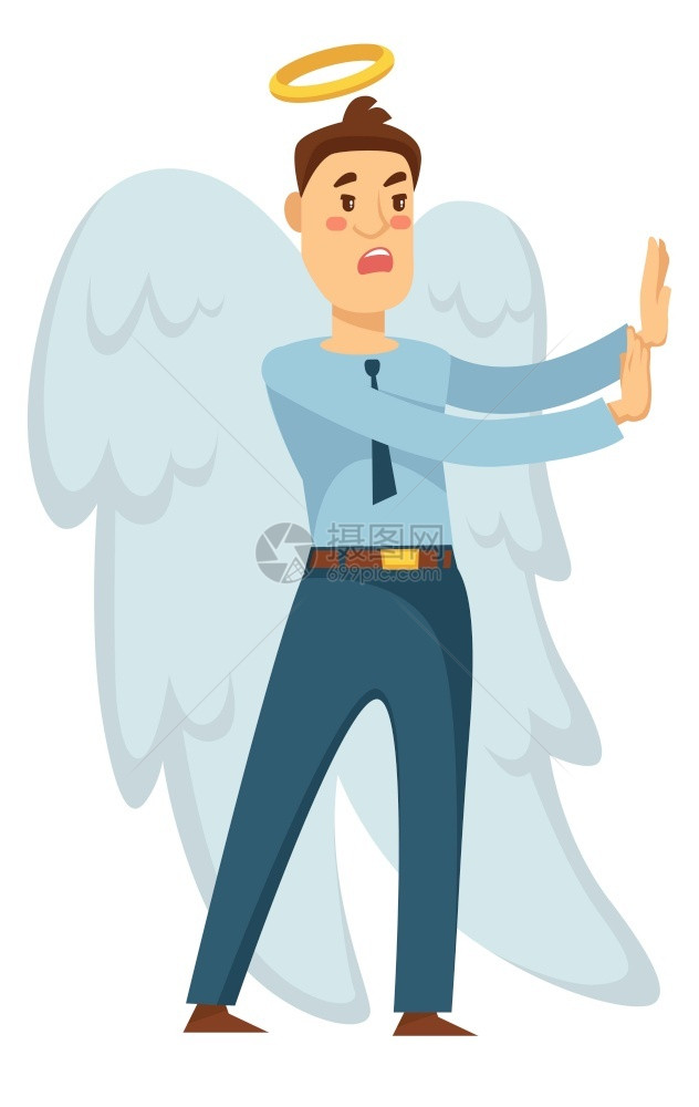 有翅膀的天使卡通矢量插画图片