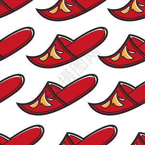 红色拖鞋土耳其传统的鞋子插画