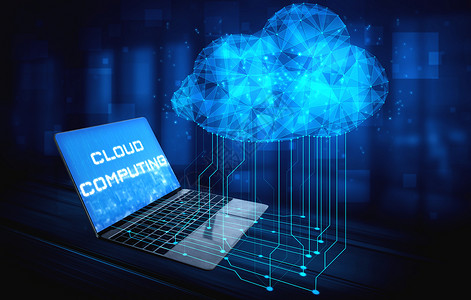 计算机与互联网服务器连接用于3D未来图形界面显示的云数据传输图片