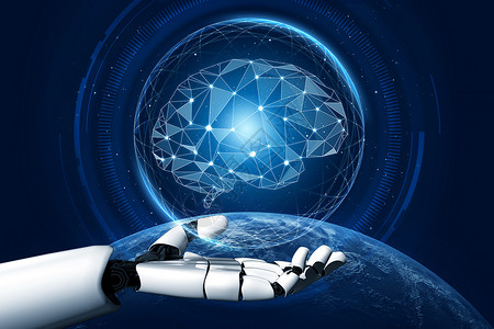 ai空间3D开发未来机器人技术工智能AI和机器学习概念人类未来生命的全球机器人生物科学研究背景