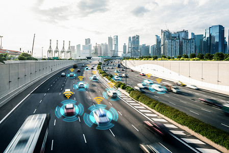 车辆识别未来适应巡航控制遥感附近车辆和行人智能运输技术背景