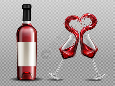 空的酒杯红酒和红酒杯矢量设计模板插画