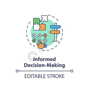 知情同意书知情决策概念图标计划机会战略问题解决方案数据分析概念细线插图矢量孤立大纲RGB颜色绘图可编辑中风插画