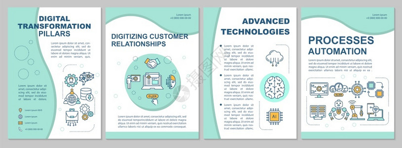 数字化海报数字转换步骤小册子模板改进公司传单直线图标封面设计杂志年度报告广海的矢量布局插画