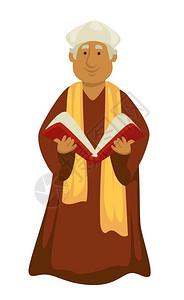 高棉圣经罗马教皇士或牧师有圣经义符号的罗马皇士或牧师文艺复兴象征物文艺复兴传教象征物衣着戴帽子的老人与世隔绝插画