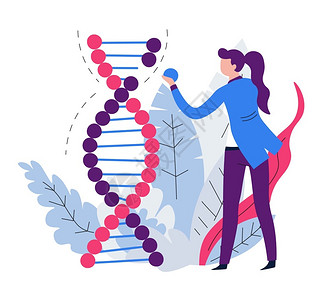 妇女科学家和遗传DNA实验生物和化学技术发展和化学分子螺旋上升女科学家和遗传背景图片