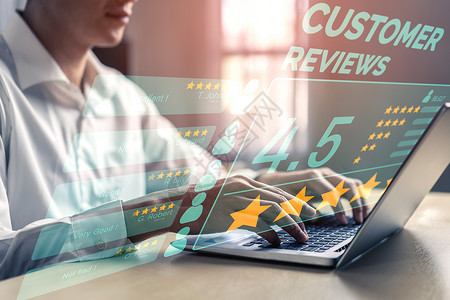性能评估客户审查满意度反馈调概念用户对在线申请方面的服务经验给予评级客户可以价服务质量从而对企业进行名声评级背景