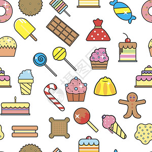 面包糖和巧克力甜点冰淇淋和棒糖蛋糕和饼干甜圈糖果图片