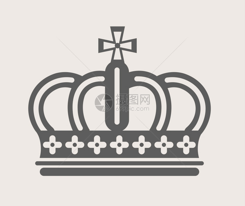 国王或后皇冠属从或为矢量权力单色象征宝藏金和石的古代首饰中世纪君主制封印和钻石古代维多利亚皇冠的王属从国或后权力象征图片